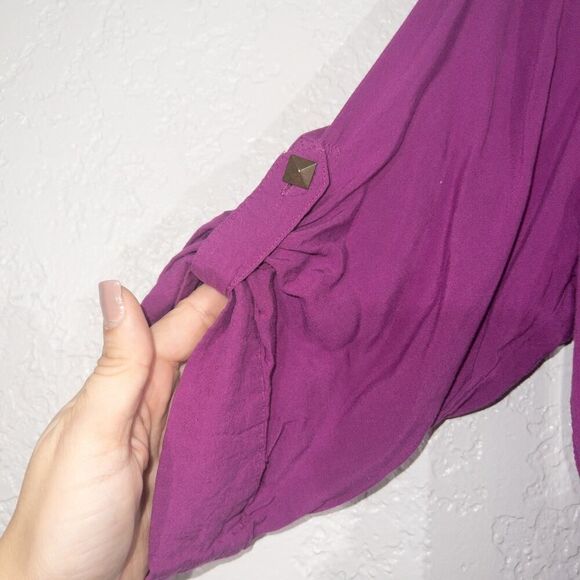 Torrid Purple Quarter Sleeve Blouse Size 0 - Picture 2 of 6